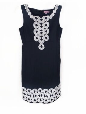 Lilly Pulitzer womens 0 black silver woven cotton Adelson shift dress